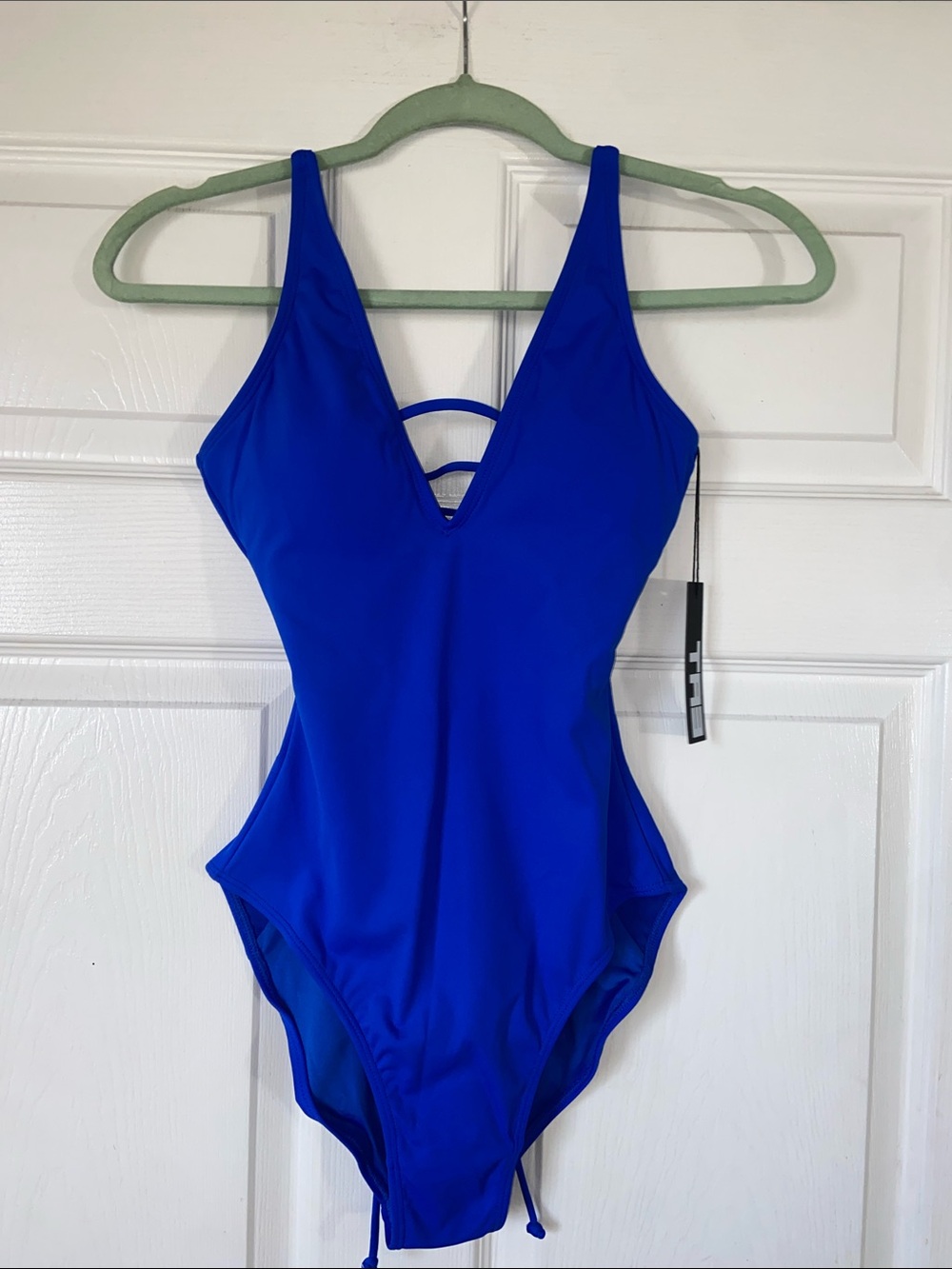NWT Ta3 Plungey Women’s One-Piece Corset Swimsuit in Sapphire Blue Size XS